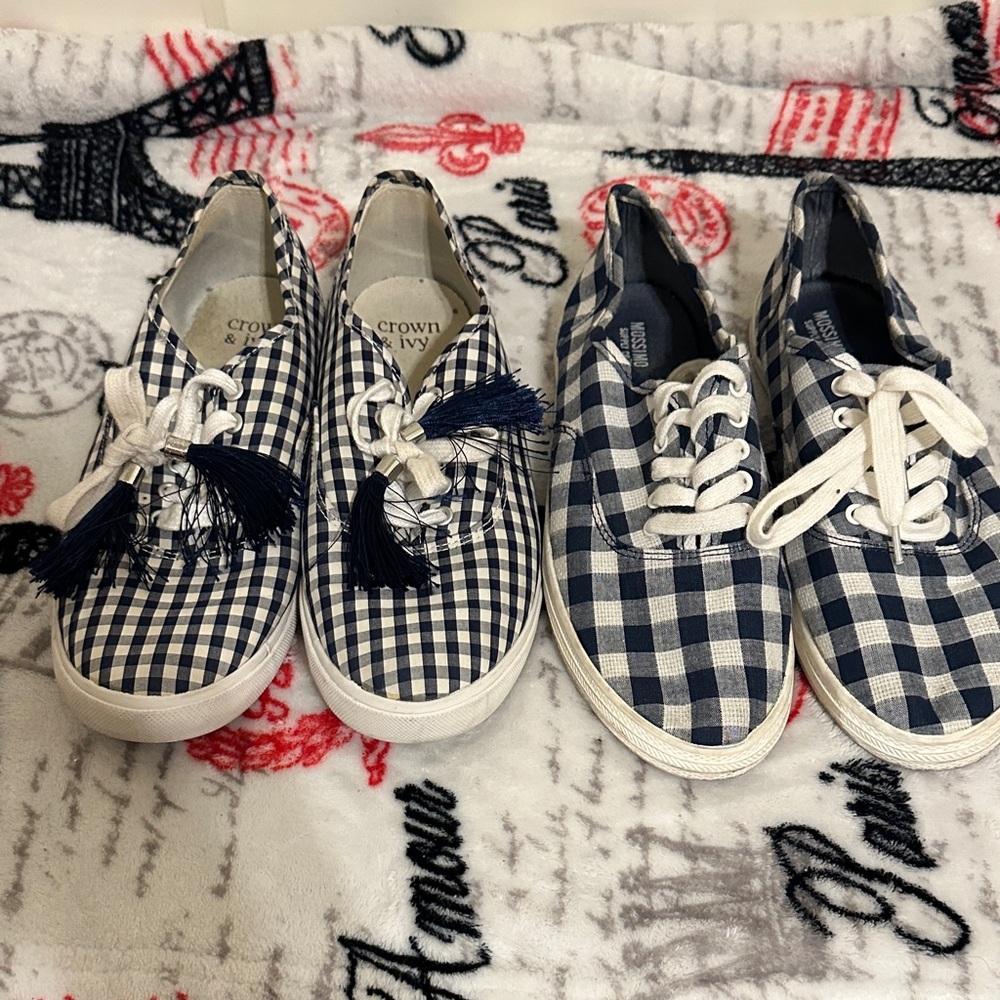 Crown & Ivy Navy and Mossimo Supply Co. White and blue Checkered Sneakers